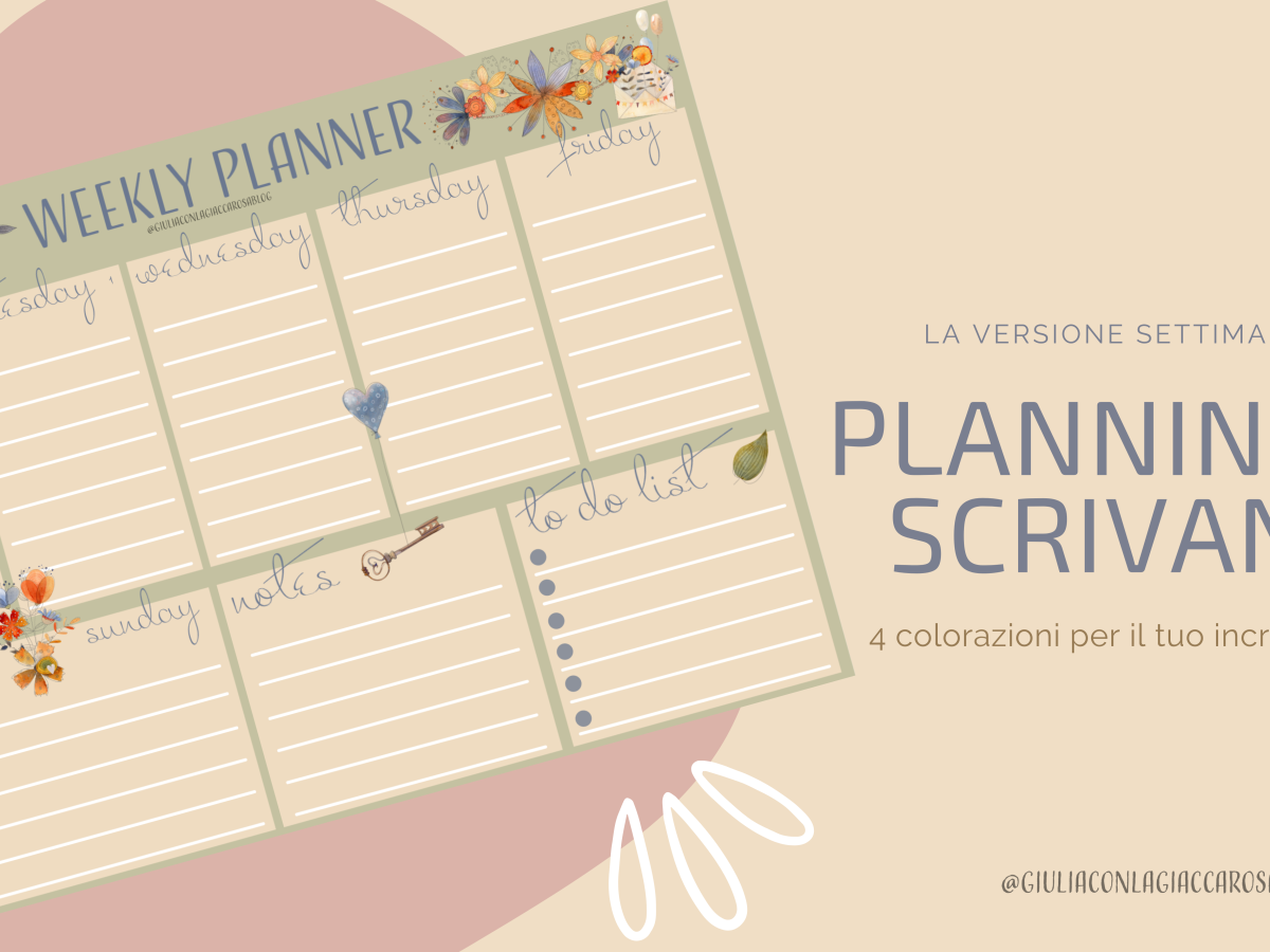 Desk weekly planner stampabile gratuitamente| il tuo planner settimanale in 4 colori!