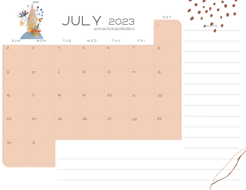 July monthly planner 2023 free printable, free download