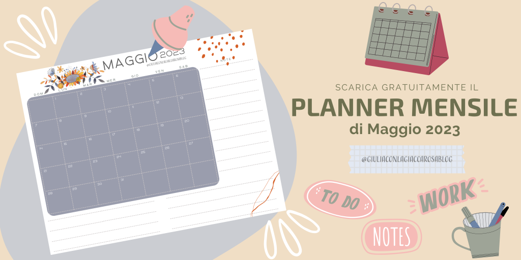 Stampabili gratuiti| Planner mensile MAGGIO 2023