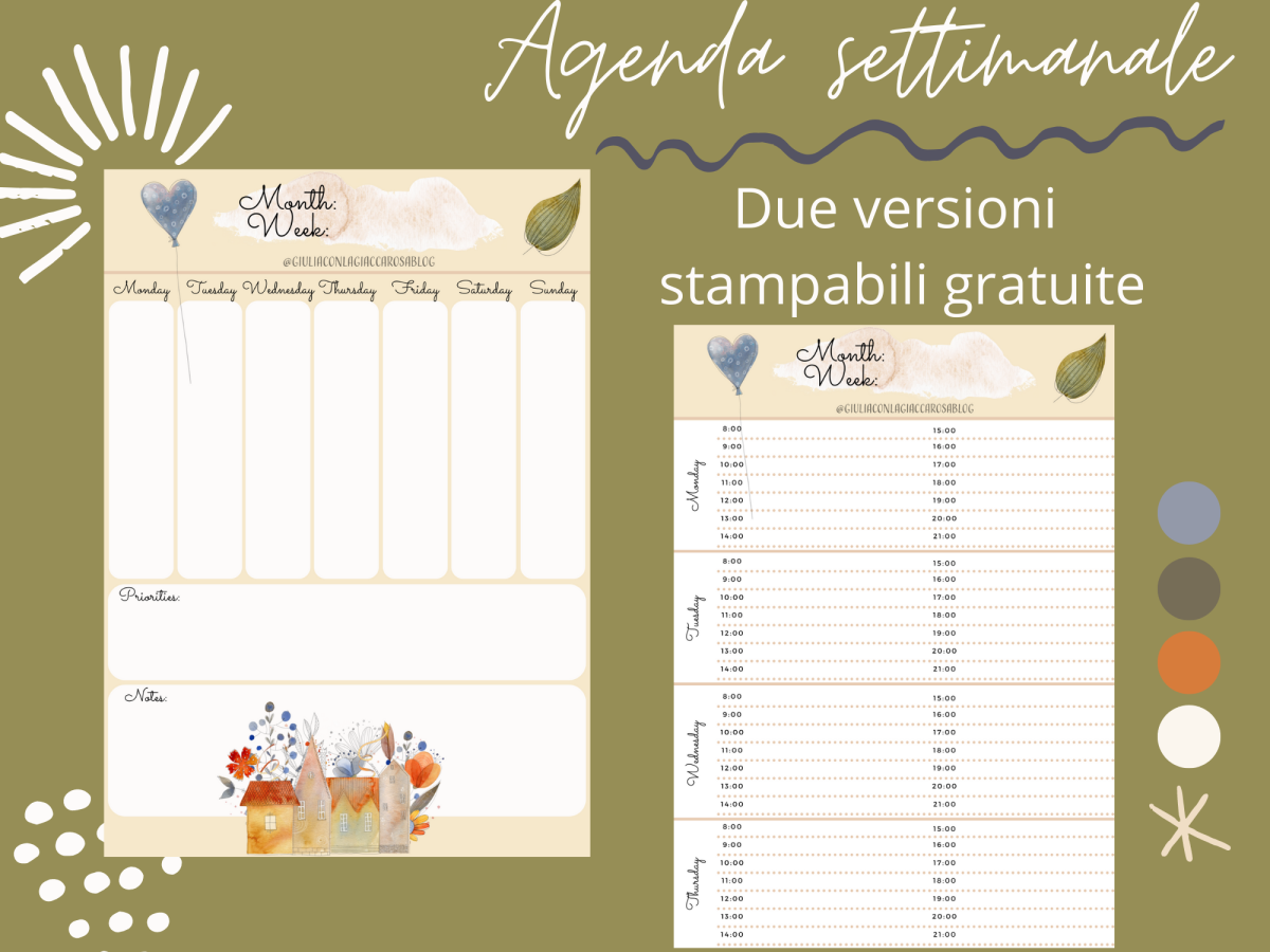 Calendari: calendario 12 mesi, planner mensili e settimanale da stampare  per poter organizzare il 2024. – Giulia con la giacca rosa – Blog