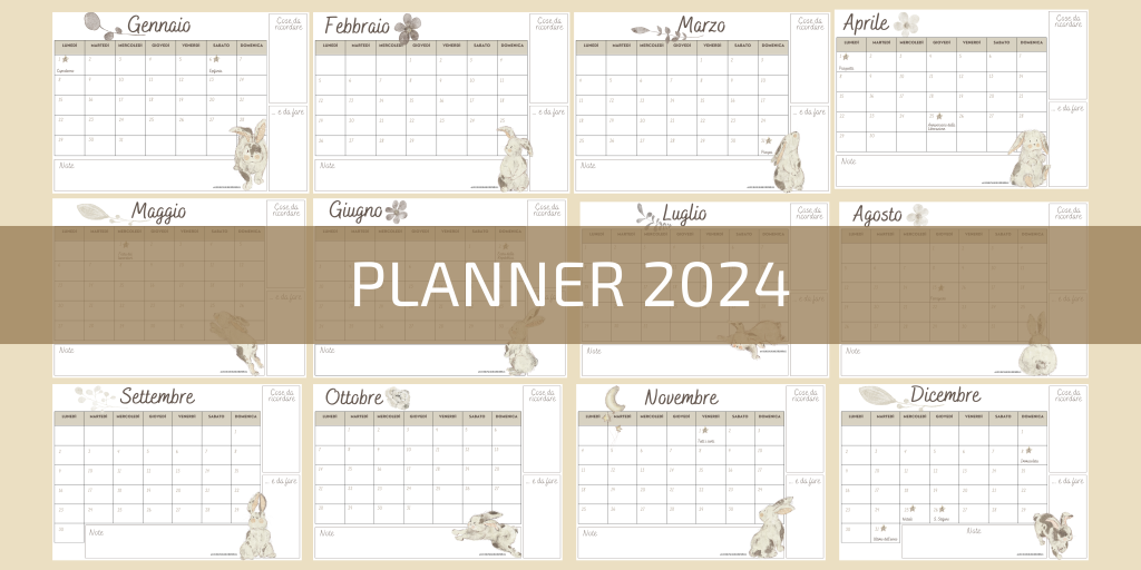 Calendari: calendario 12 mesi, planner mensili e settimanale da stampare  per poter organizzare il 2024. – Giulia con la giacca rosa – Blog